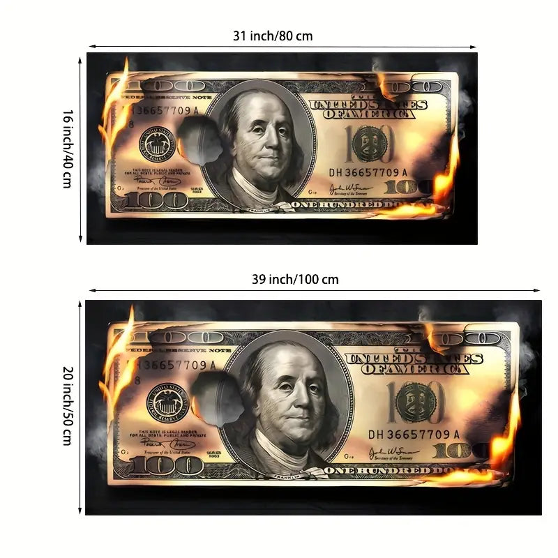 IMPRESION EN LIENZO DE DOLLAR EN LLAMAS