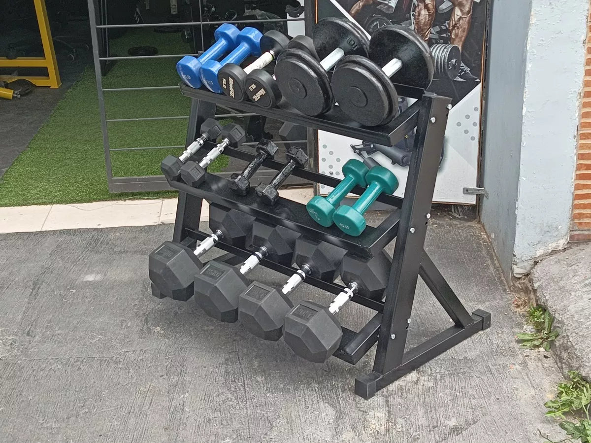 Soporte Rack Para Mancuernas Y Pesas Rusas Gym